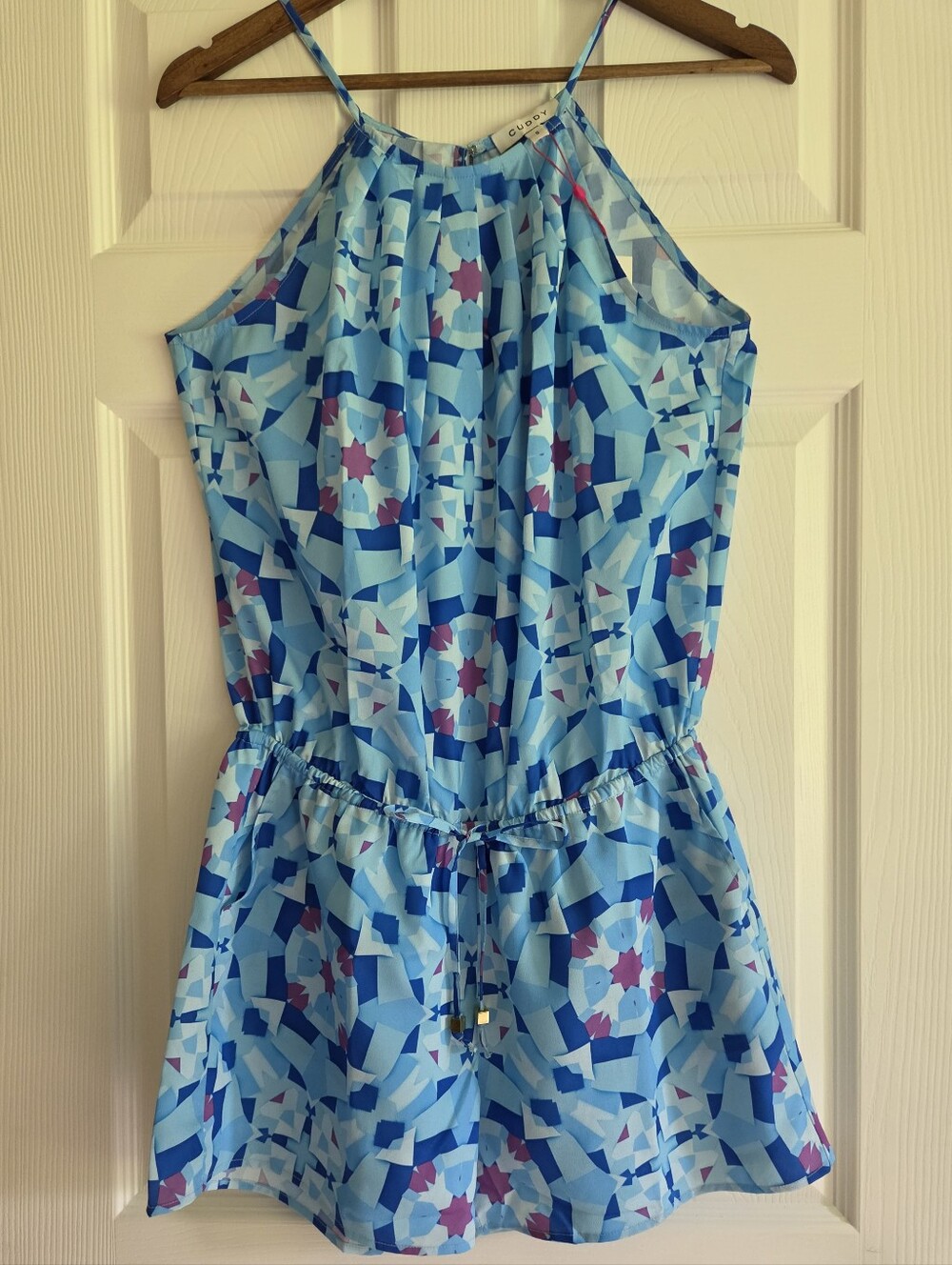 Cuddy Studios Olivia Tank Romper Moon Print Blue S